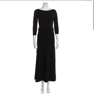 Nicholas bateau neckline long dress black evening gown with sleeves boat neck